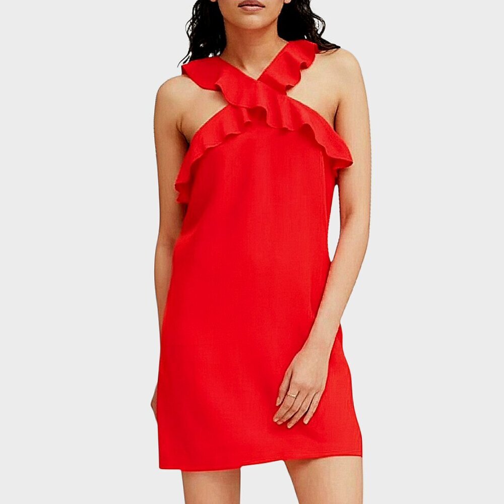 Banana Republic Ruffle Criss-Cross Mini Shift Dress Party/Date/Cocktail 12 Tall